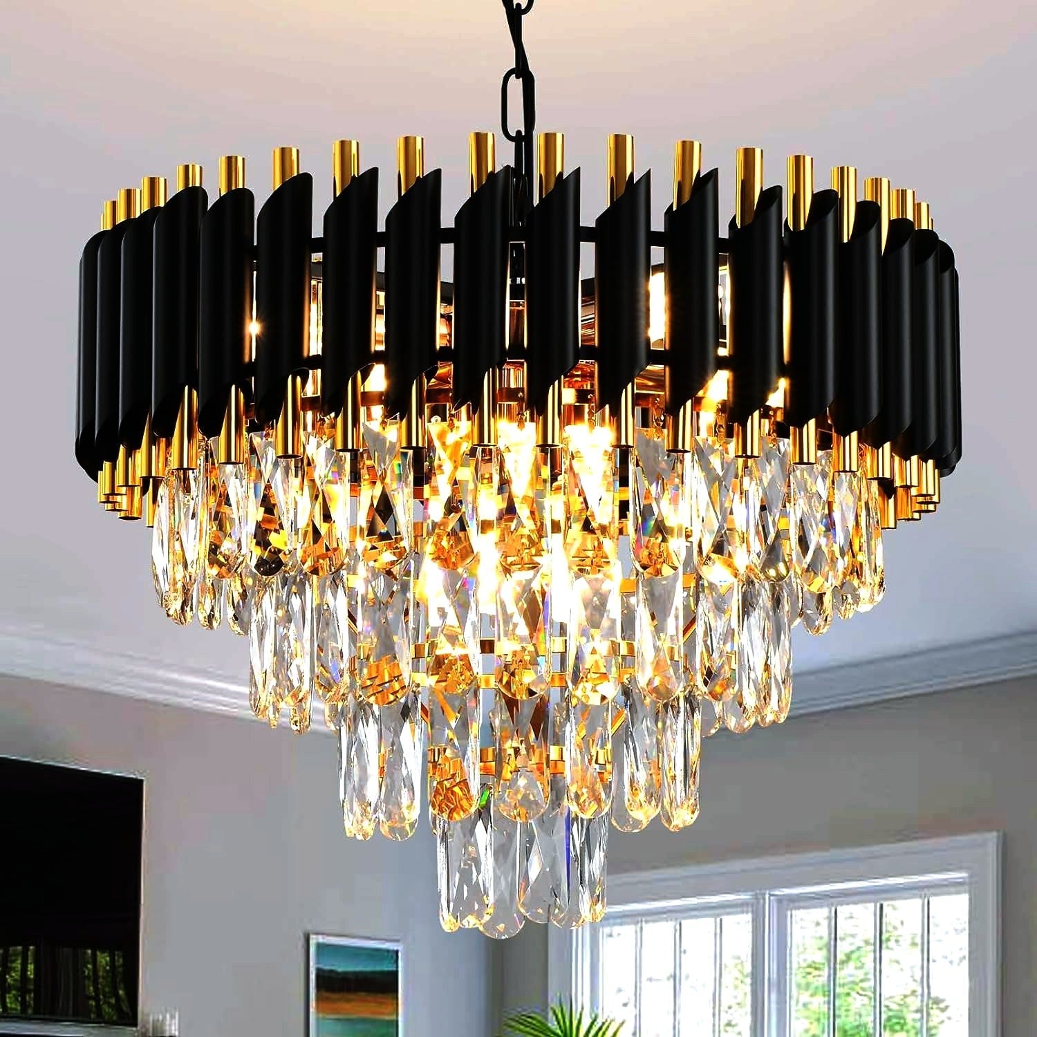 Candelabru Cristal BLACK PANTHER 400mm NEGRU + AURIU / CRISTAL / 40CM Chandeliers Crystal