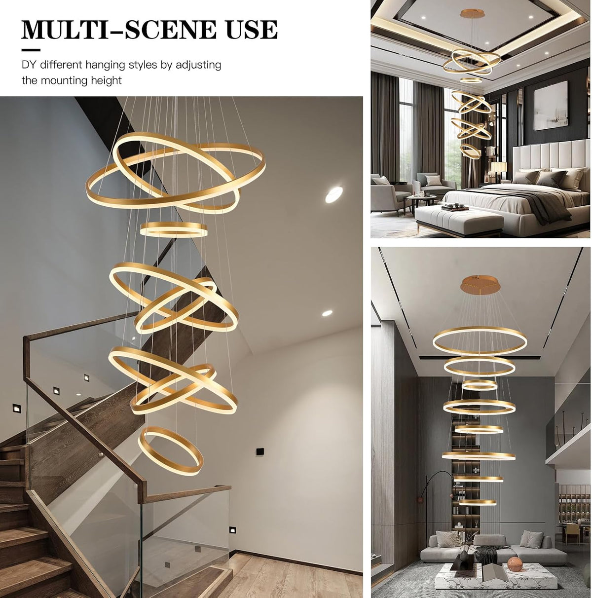 Lustra LED WONDERLAND Luxury Gold 8 Segmente Echivalent 3000W Telecomanda