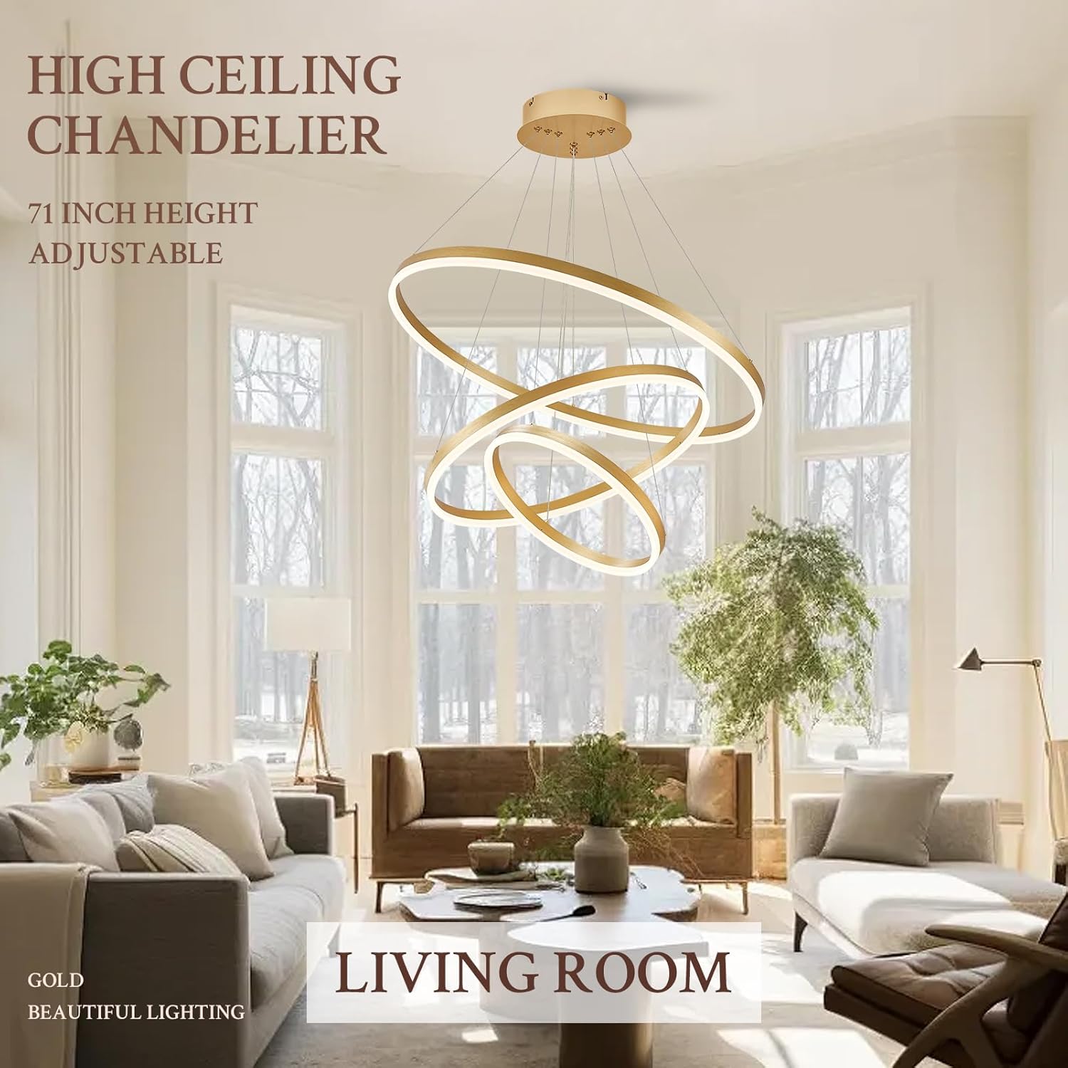 Lustra LED WONDERLAND Gold 3 Segmente Echivalent 600W Telecomanda