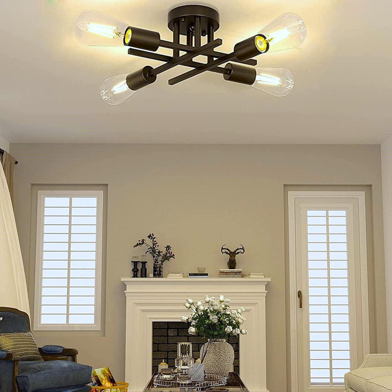 Lustra Vintage 4xE27 Black 3215/4BK