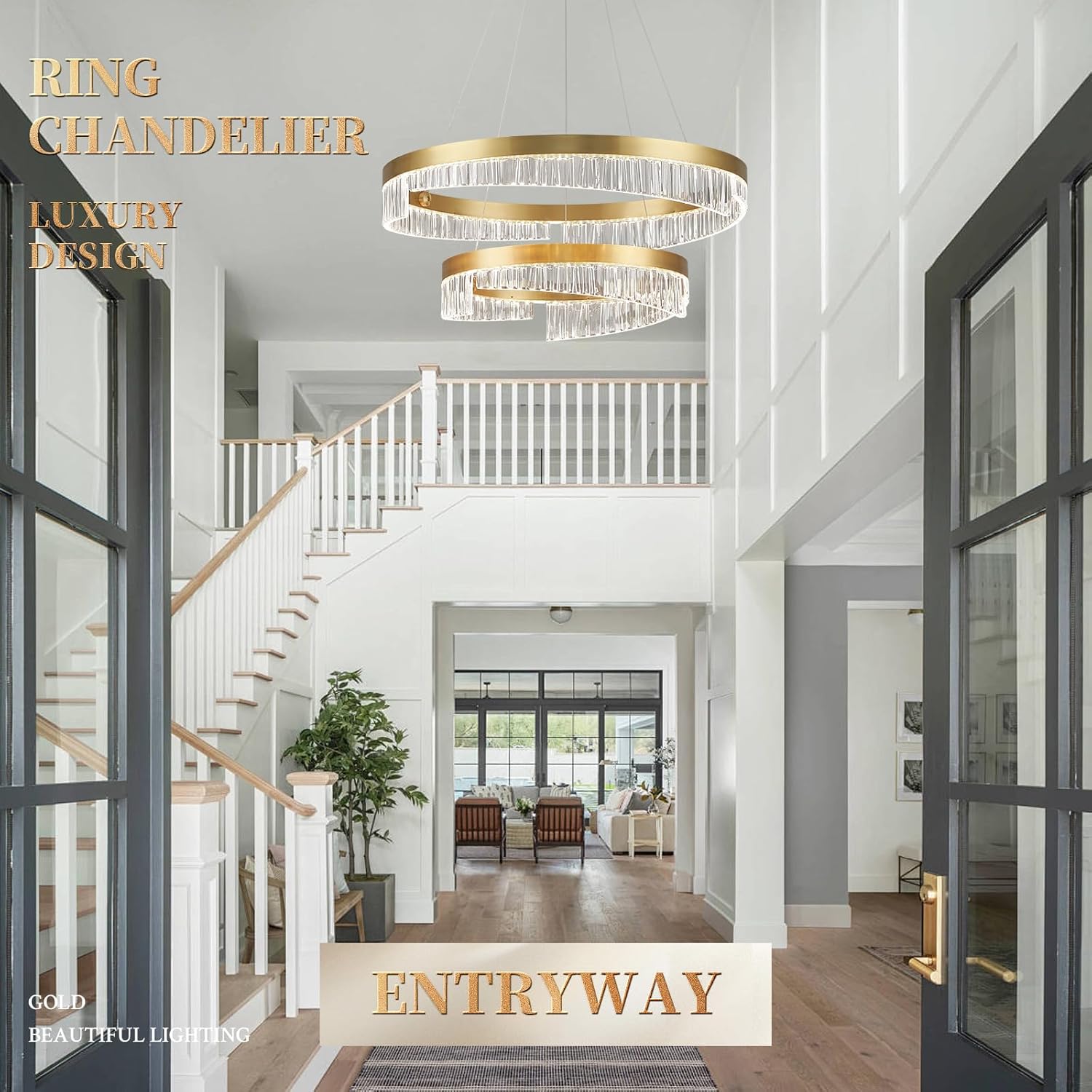 Lustra LED Mini KYZO Royal Gold 2 Segmente Echivalent 600W Telecomanda