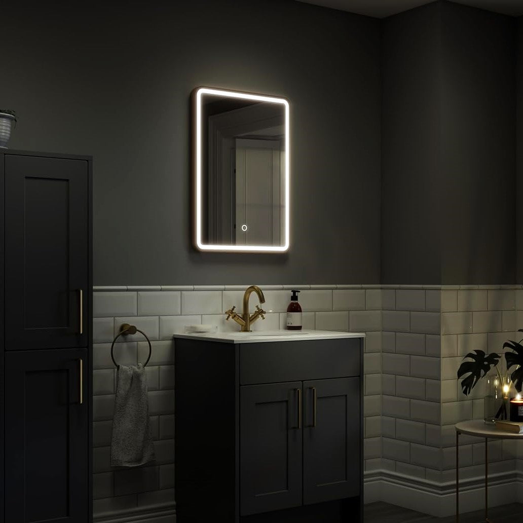 Oglinda LED 50x70cm Rama Aurie cu Dezaburire si Touch J35CP