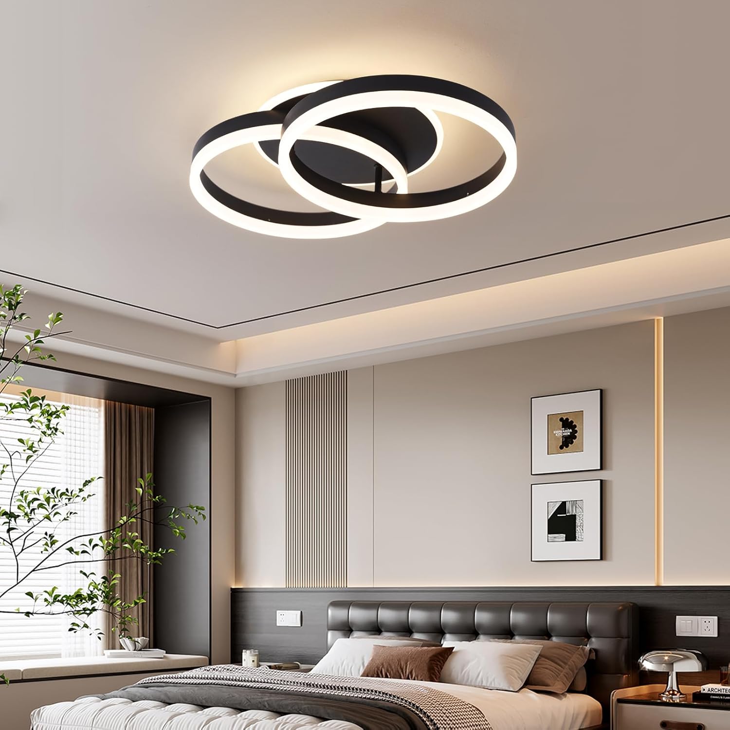 Lustra LED Beauty Black 1+1 Circle Echivalent 400W Telecomanda