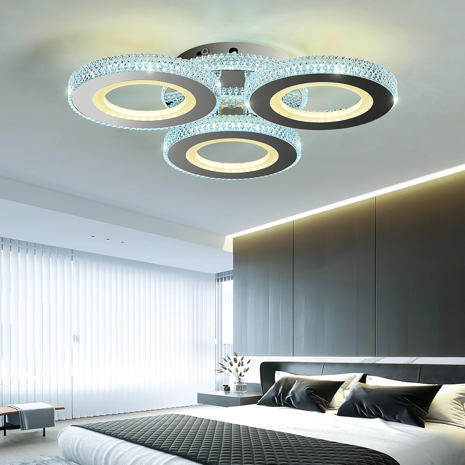 Lustra LED 3 Circle RGB Velora Cristal Echivalent 500W Telecomanda