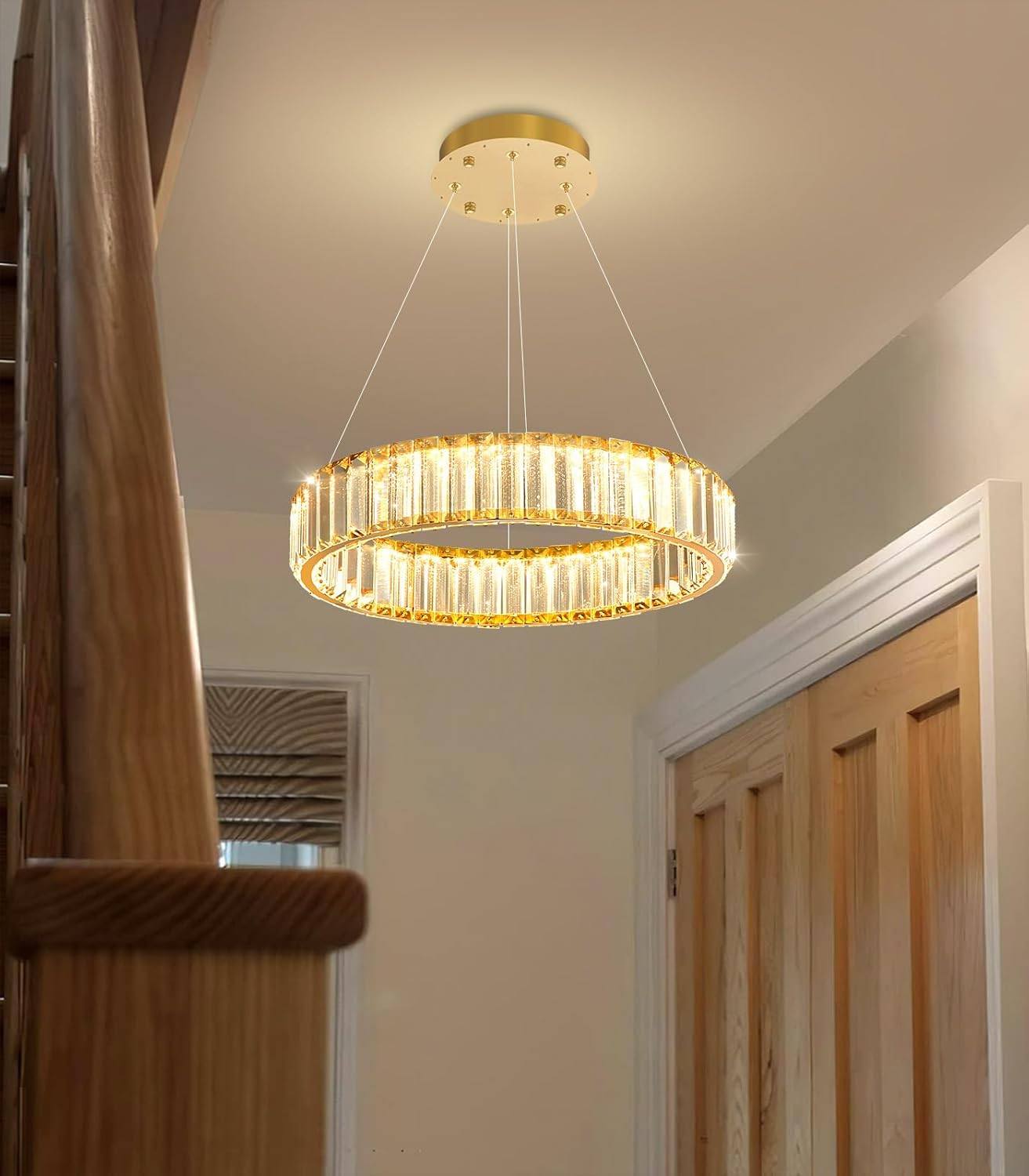 Lustra LED Cristal REGAL GOLD 1 Segment 40cm Echivalent 200W Telecomanda