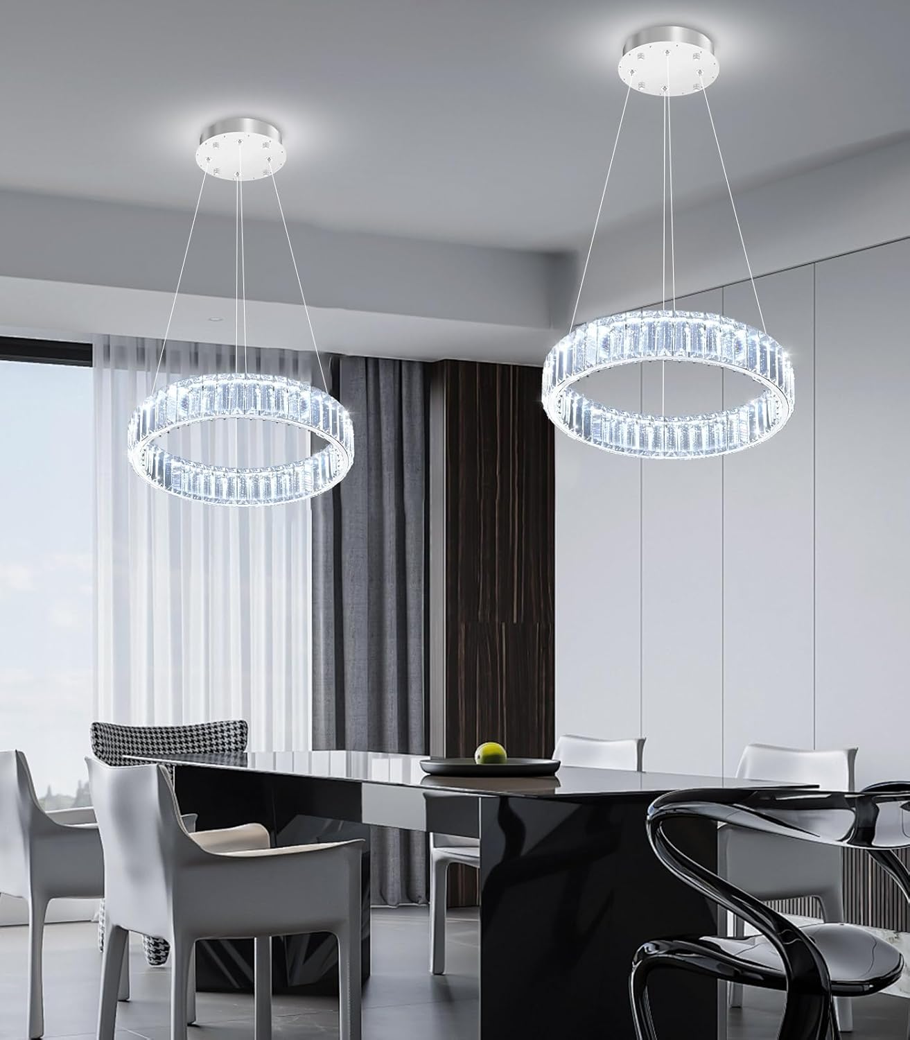 Lustra LED Cristal REGAL Chrome 1 Segment 40cm Echivalent 200W Telecomanda