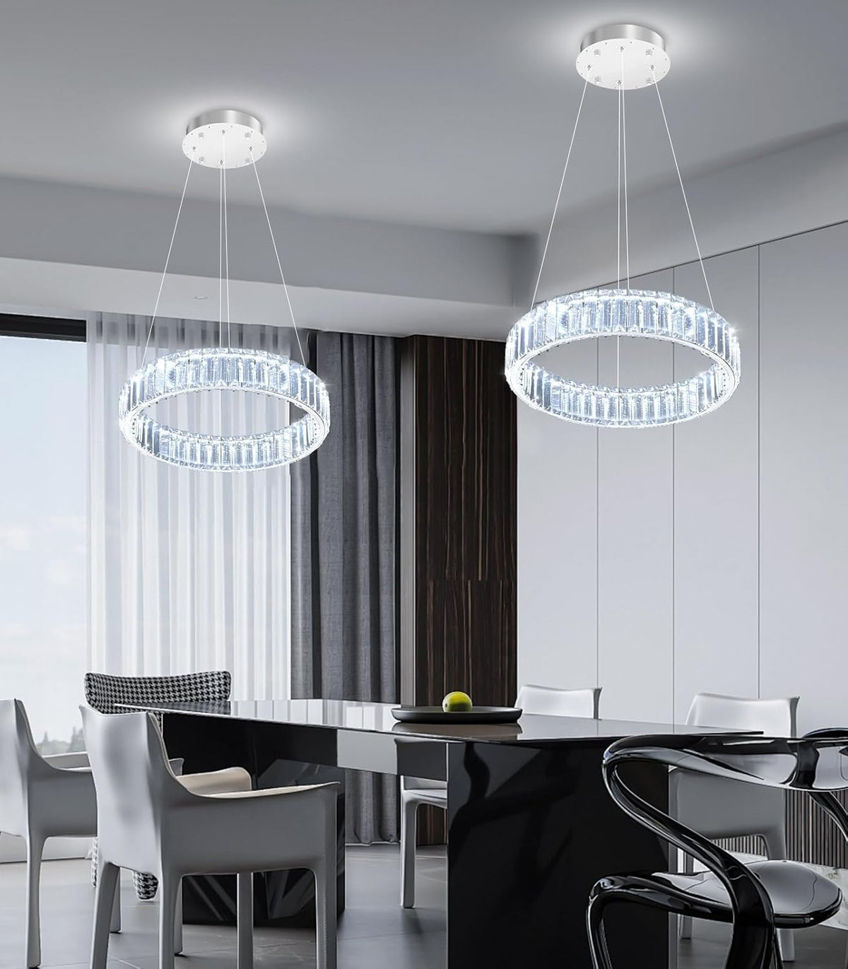 Lustra LED Cristal REGAL Chrome 1 Segment 40cm Echivalent 200W Telecomanda