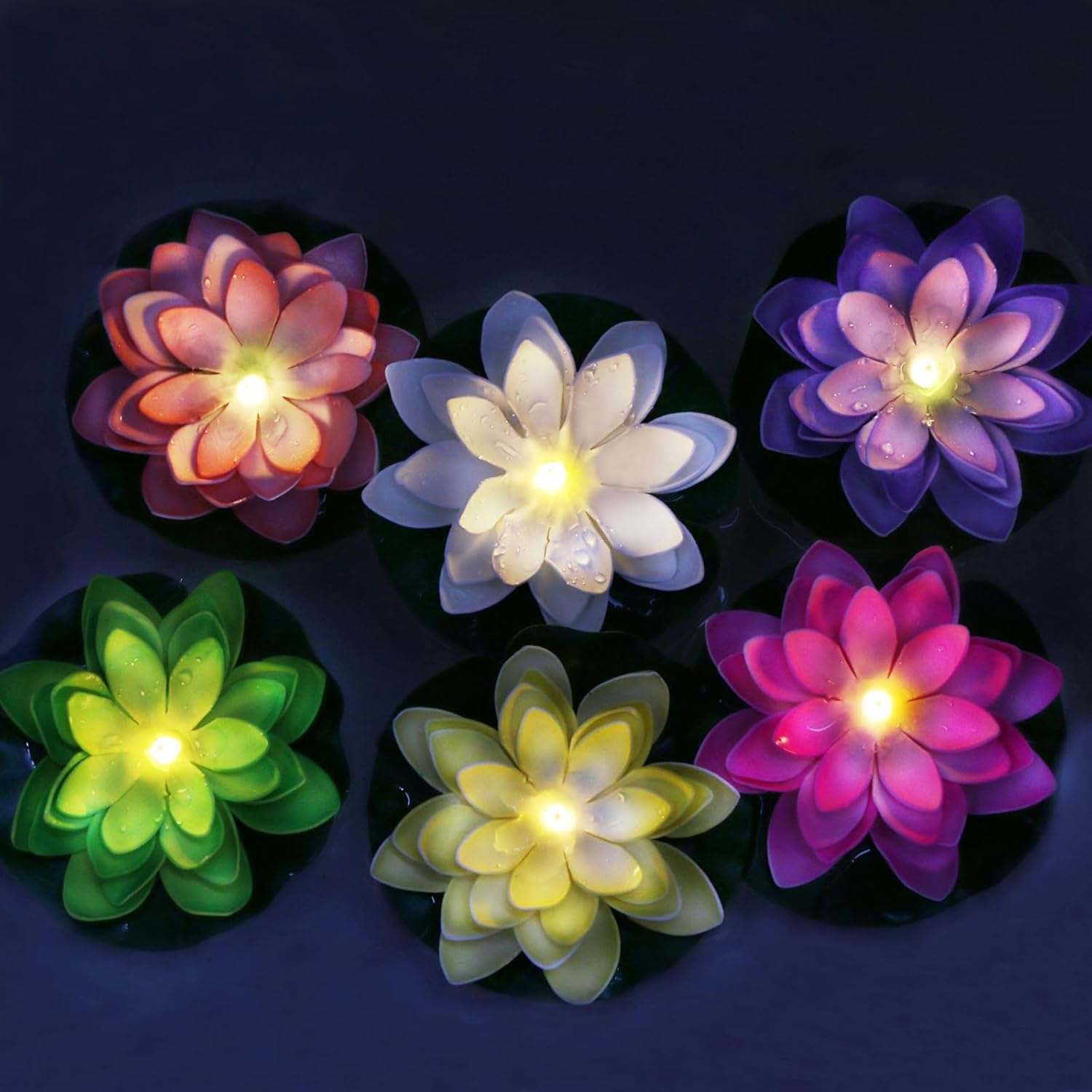 Floare Lotus LED cu Incarcare Solara Pentru Gradina