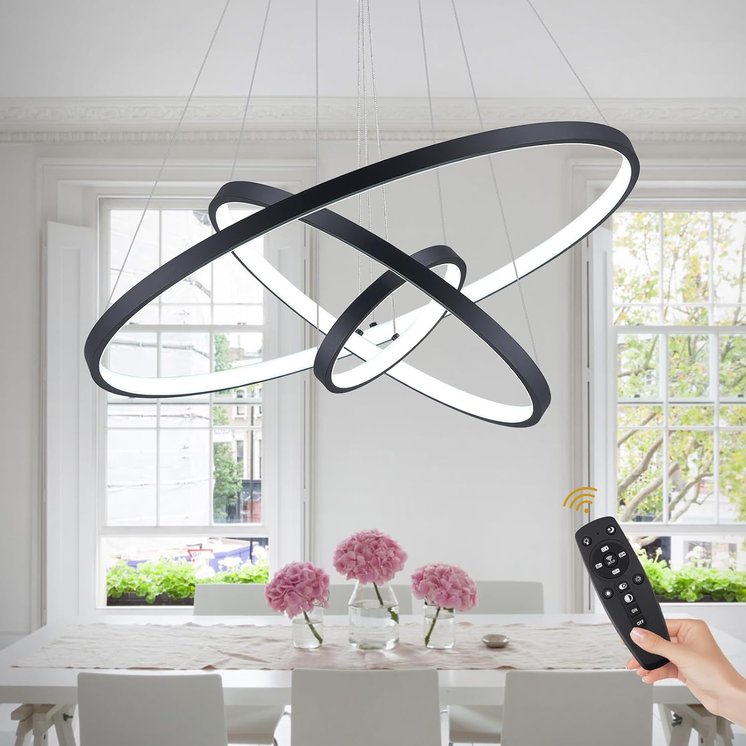 Lustra LED WONDER Black 3 Segmente Echivalent 600W Telecomanda