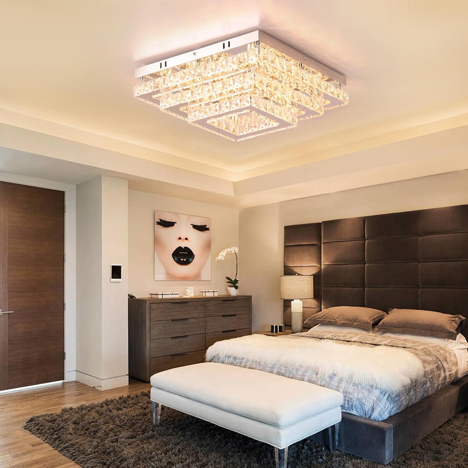 Lustra LED Cristal Exquisite Square Echivalent 800W Telecomanda
