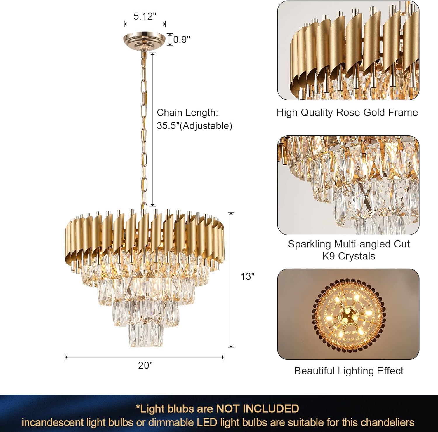 Candelabru Cristal Golden Panther 400mm