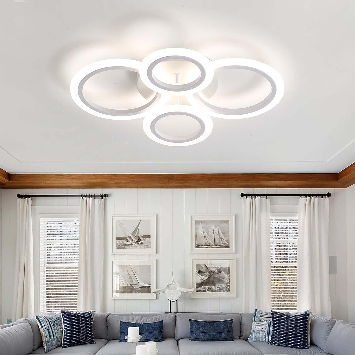 Lustra LED 2+2 CIRCLE Design Alb Echivalent 400W RESIGILATA R3