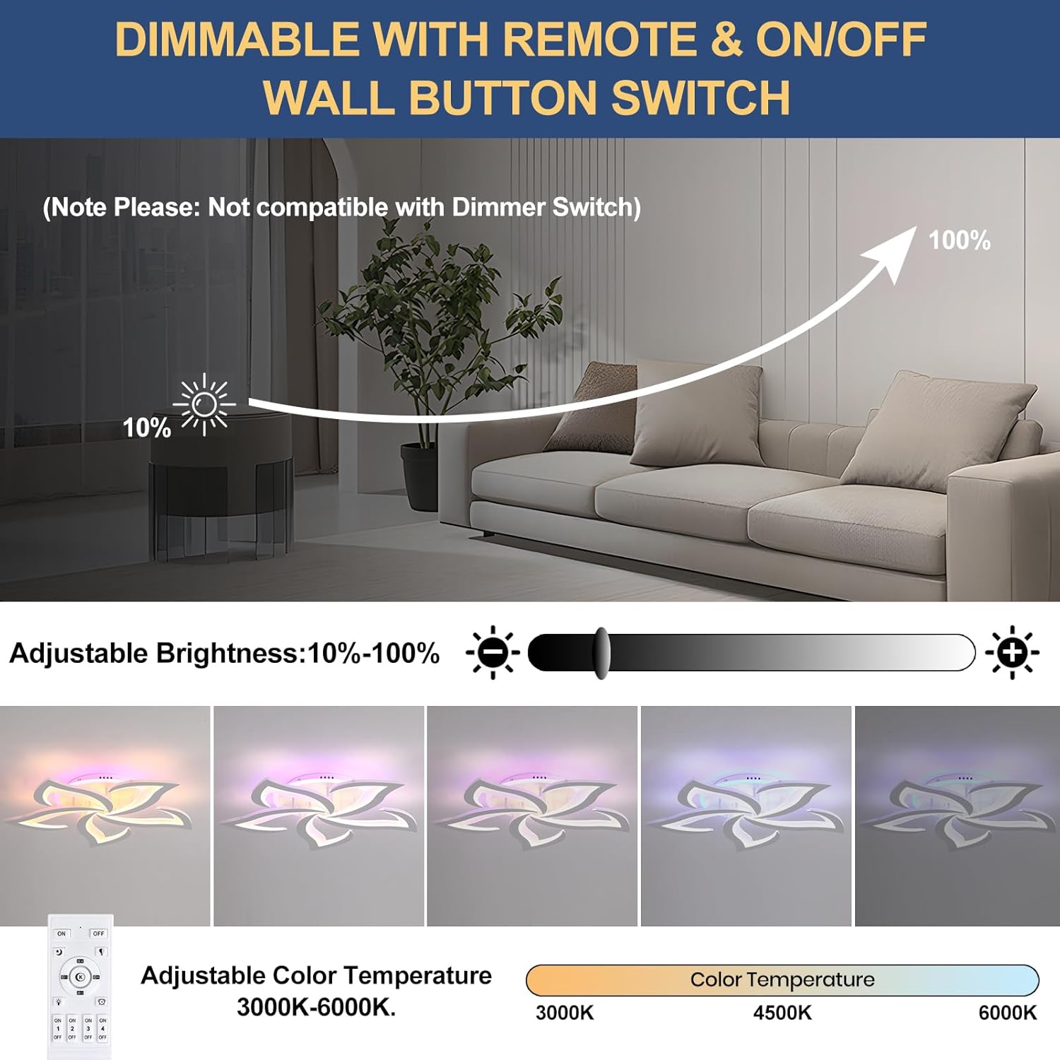 Lustra LED Narcisse RGB Echivalent 600W Telecomanda