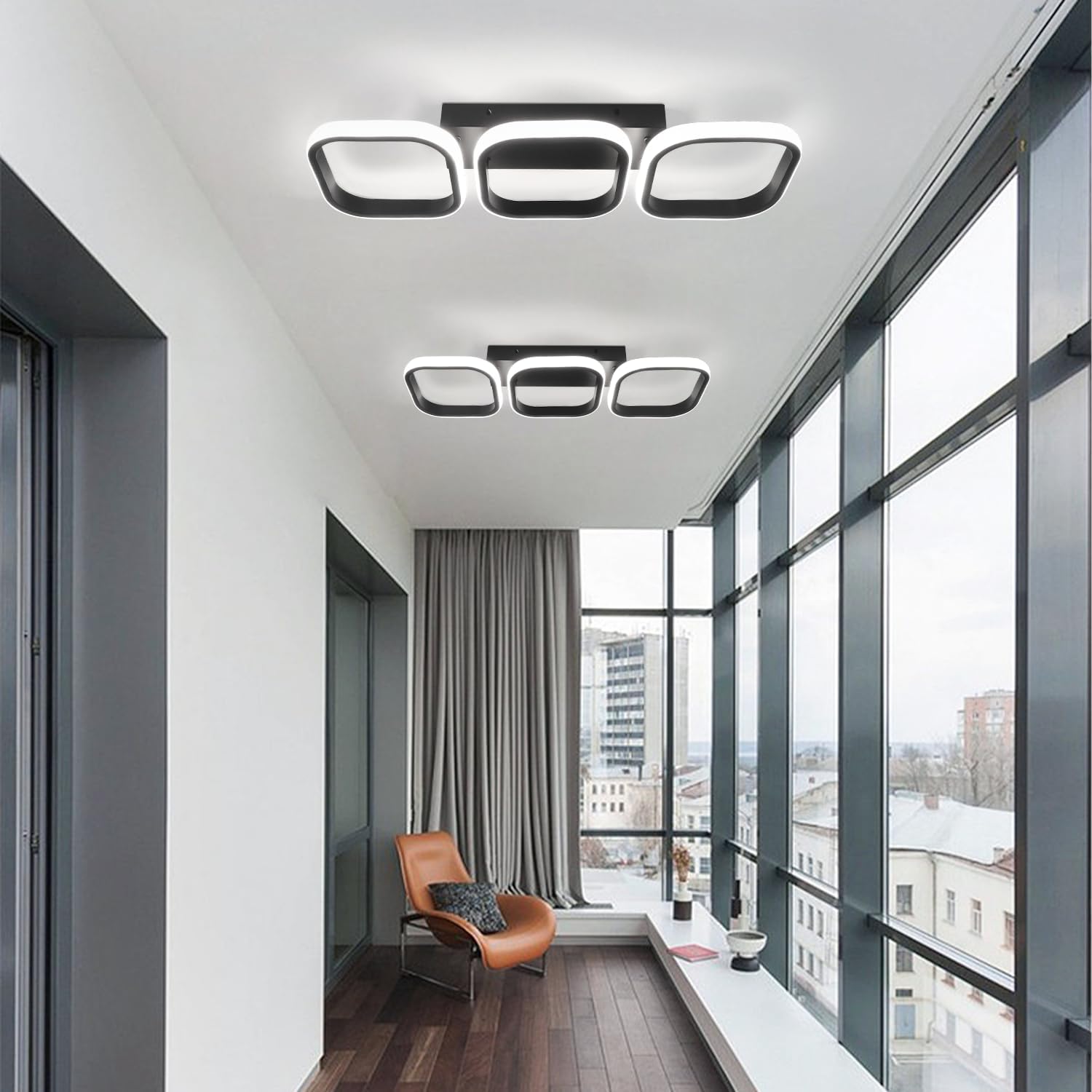 Lustra LED 60W ENZO SQUARE BLACK Echivalent 300W