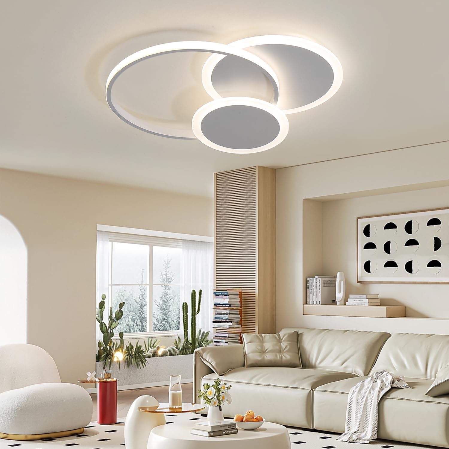 Lustra LED ARAGORN Rings Alb Echivalent 500W Telecomanda