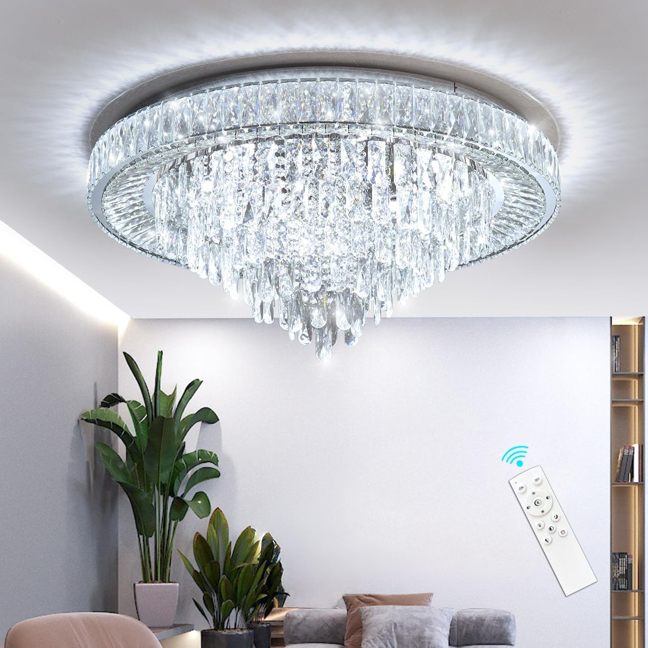 Lustra LED Cristal Aplicata Royal Round Telecomanda Echivalent 700W