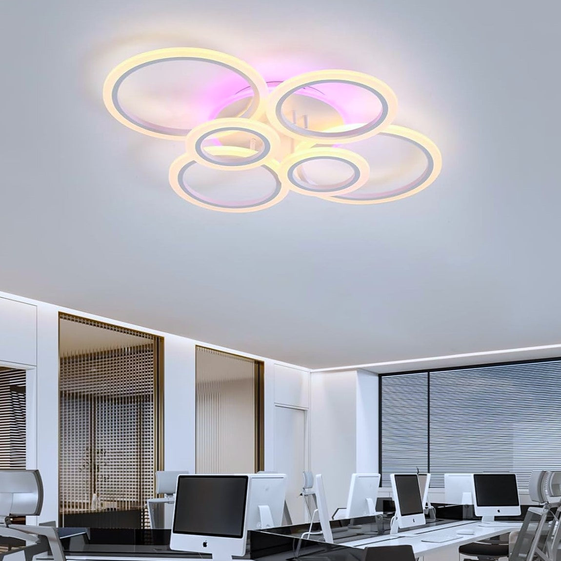 Lustra LED 4+2 CIRCLE RGB Alb Echivalent 600W Telecomanda