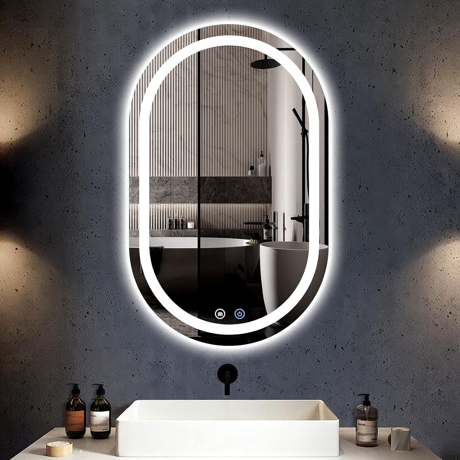 Oglinda LED Ovala 60x78cm Functie Dezaburire si Touch M06S