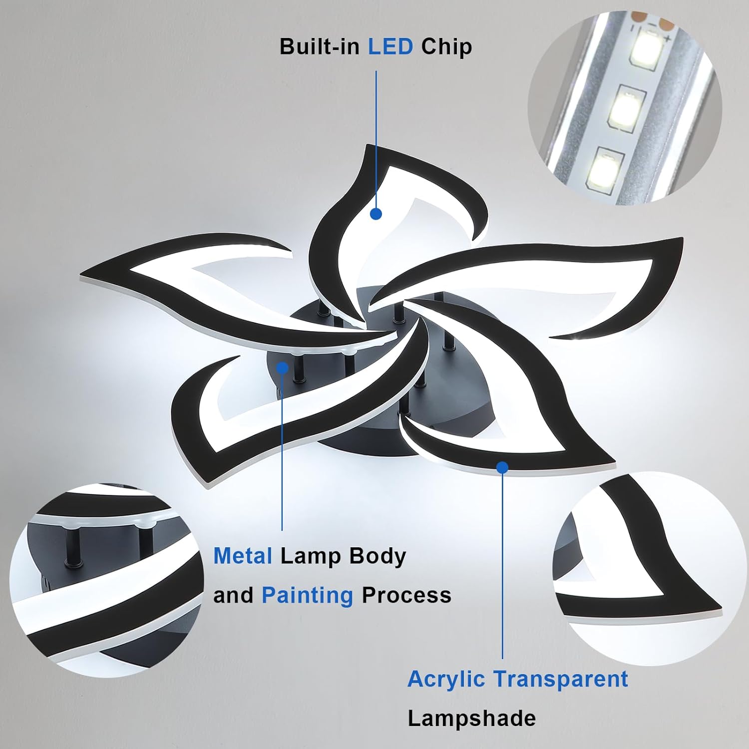 Lustra Led Narcisse Black Telecomanda Echivalent 500W Lighting Fixtures