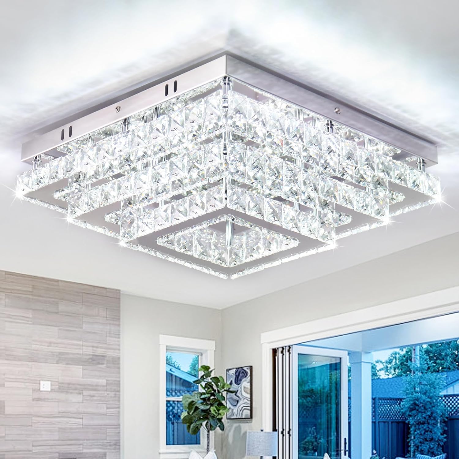 Lustra LED Cristal Exquisite Square Echivalent 800W Telecomanda