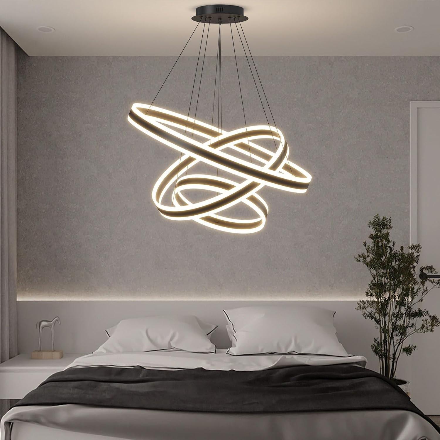 Lustra LED 308W KING Black 3 Segmente Telecomanda