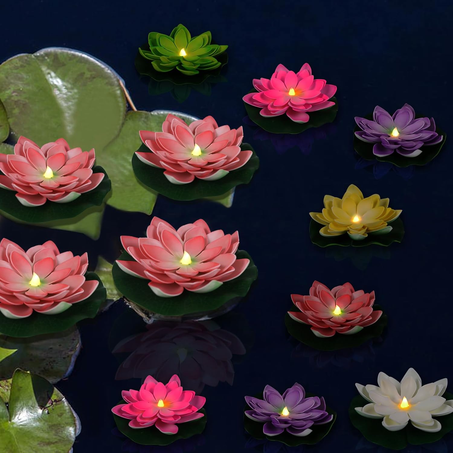 Floare Lotus LED cu Incarcare Solara Pentru Gradina