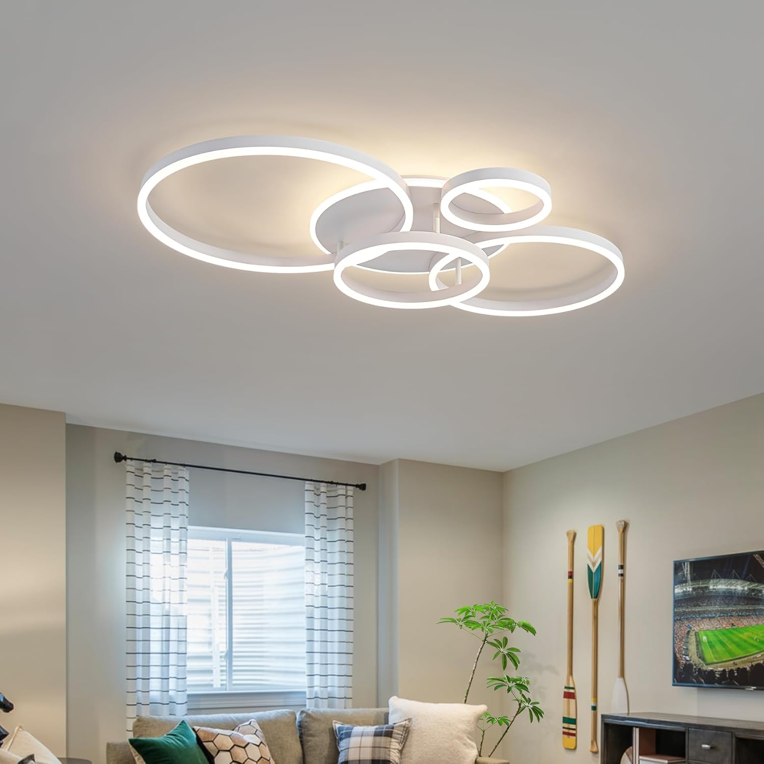 Lustra LED Beauty Circle White Gigant Echivalent 1200W Telecomanda