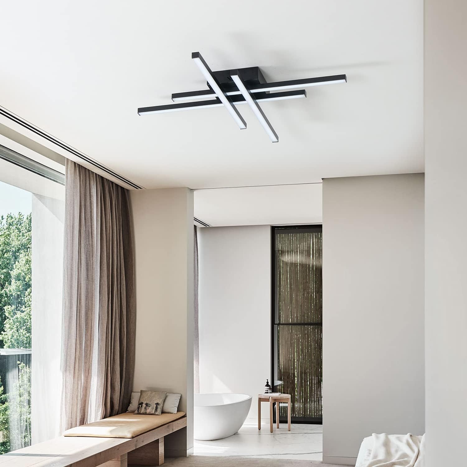 Lustra LED 4 Mini LINES Black Echivalent 200W Telecomanda