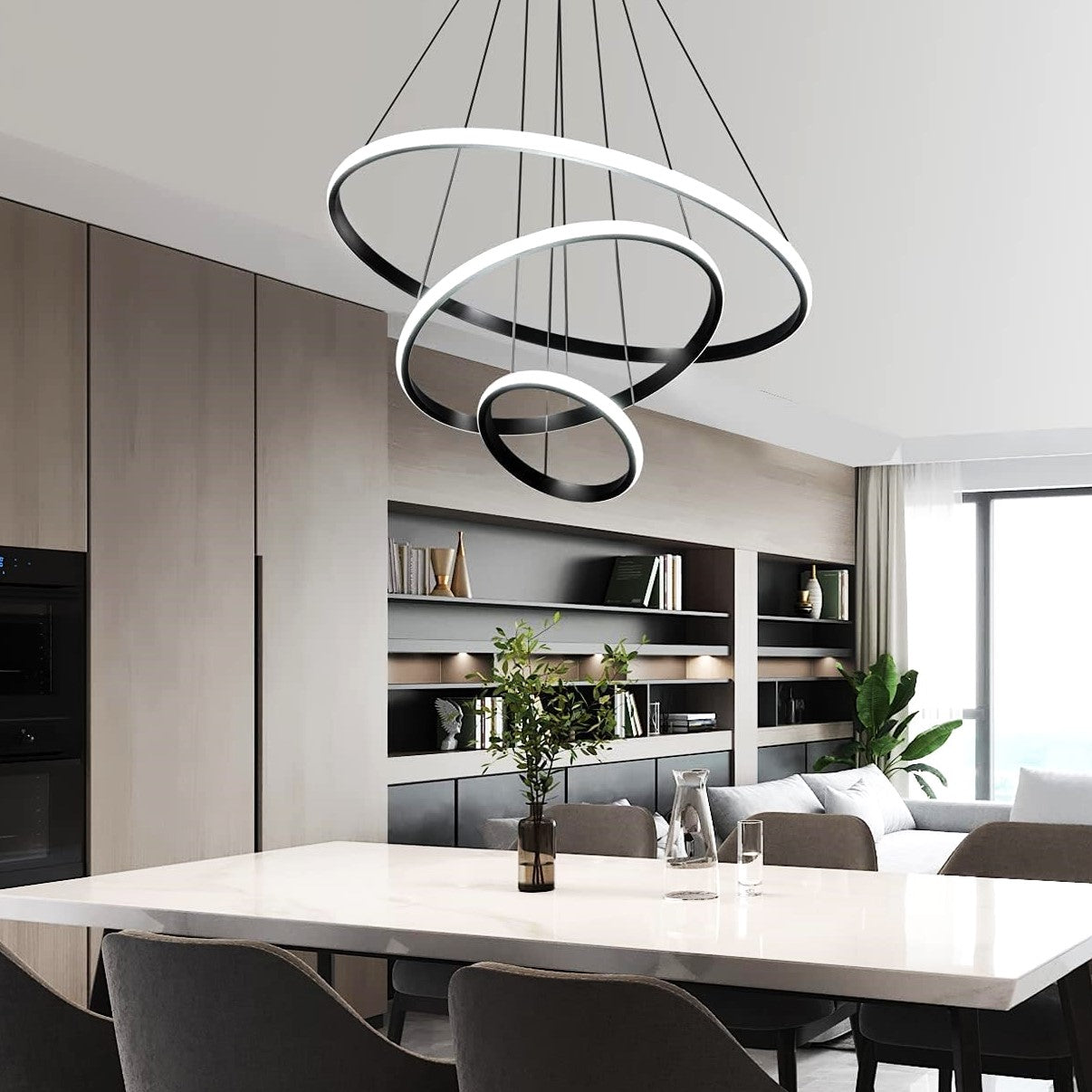 Lustra LED MAMBA Black 3 Segmente Echivalent 600W Telecomanda