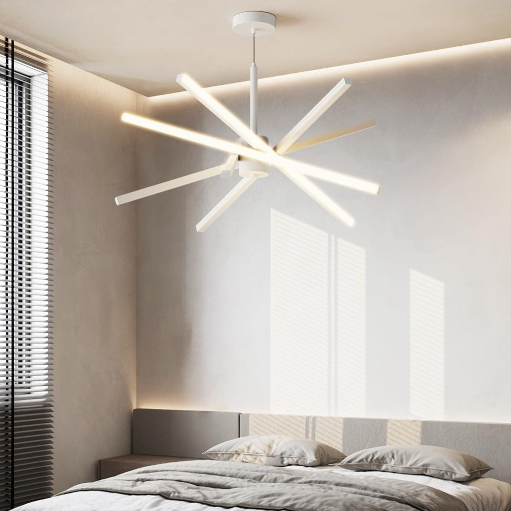 Lustra LED Geometric White LINES Suspendata Echivalent 400W Telecomanda