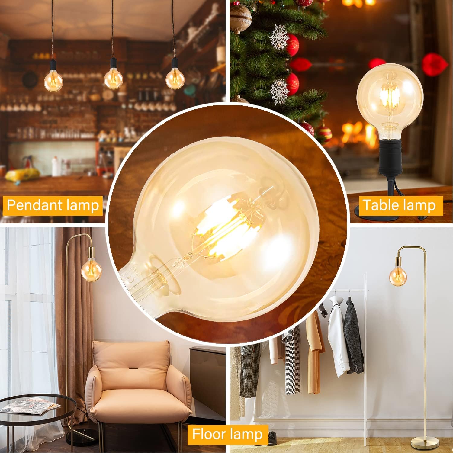 Bec LED E27 Vintage G125 6W Fumuriu 2200K