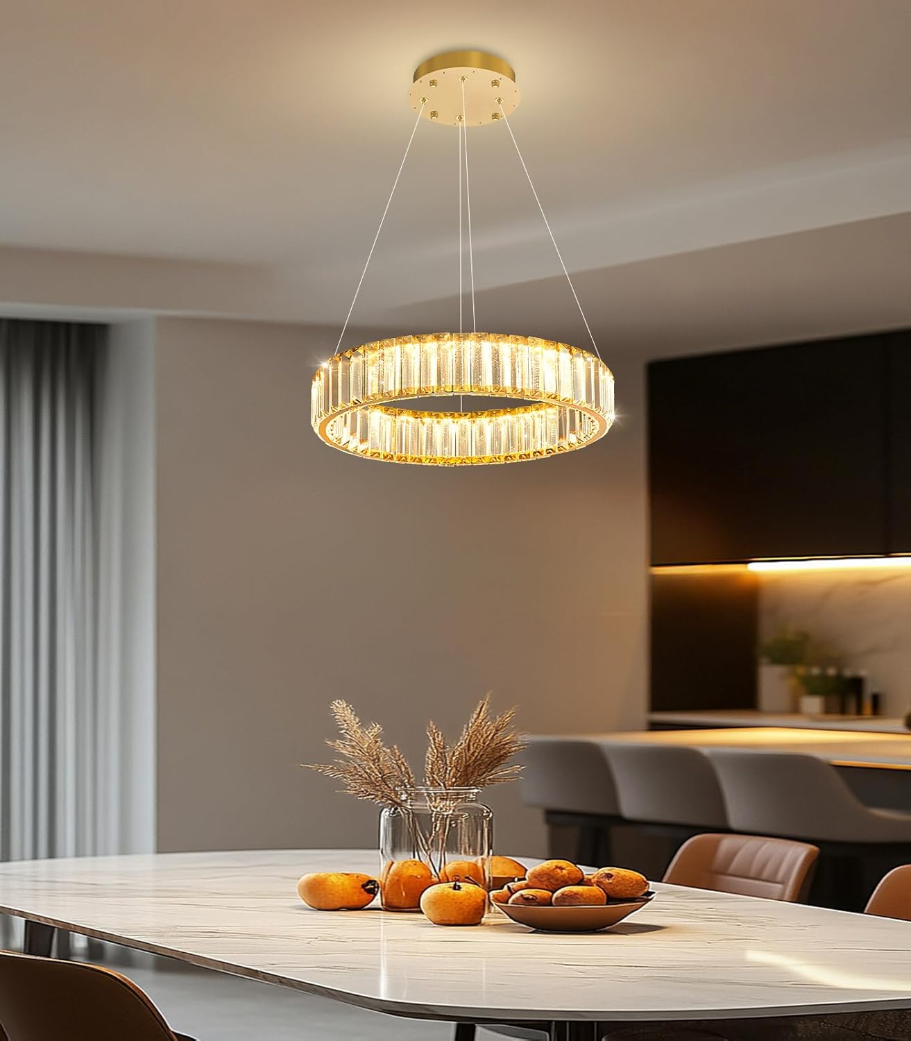 Lustra LED Cristal REGAL GOLD 1 Segment 40cm Echivalent 200W Telecomanda
