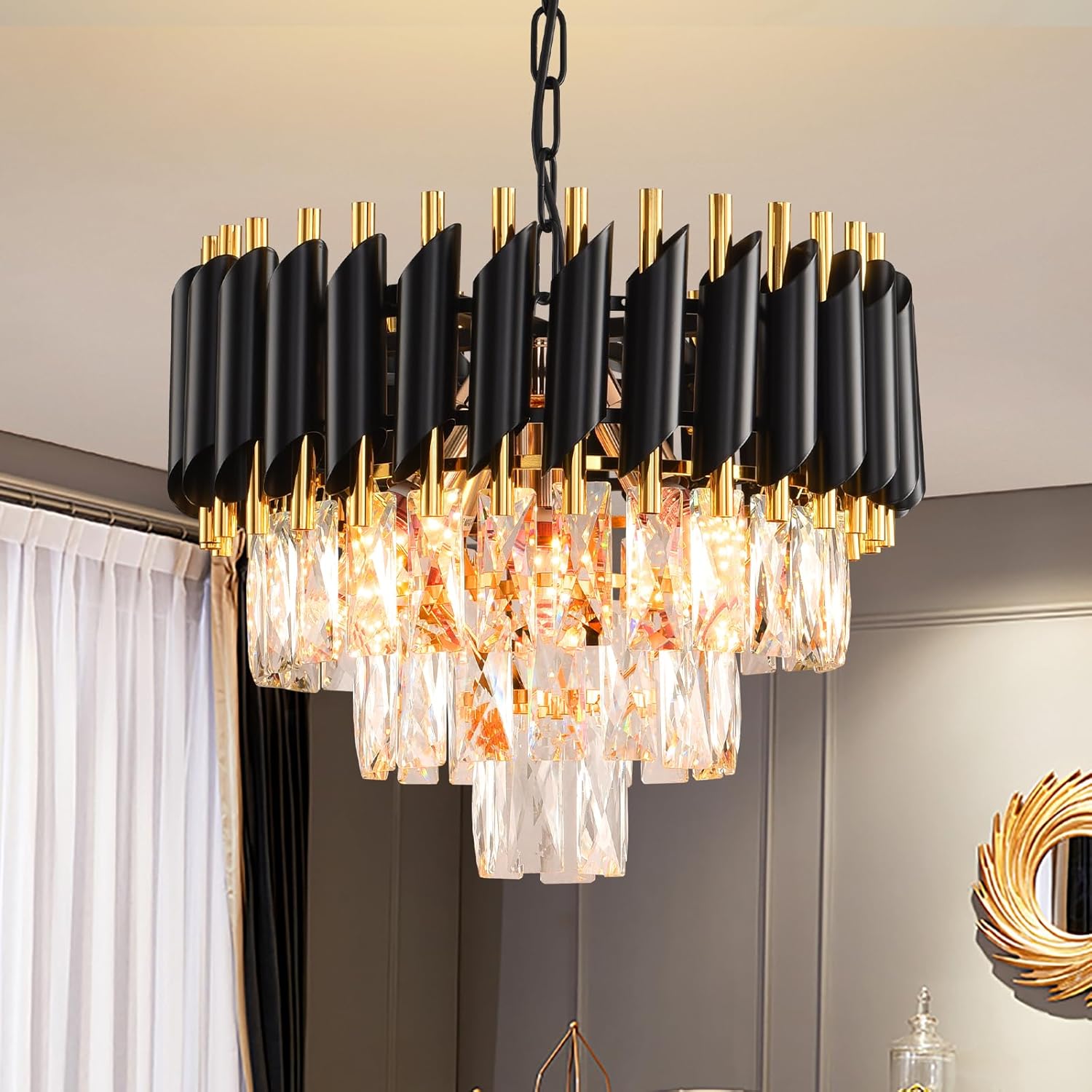 Candelabru Cristal BLACK PANTHER 300mm NEGRU + AURIU / CRISTAL / 30CM Chandeliers Crystal