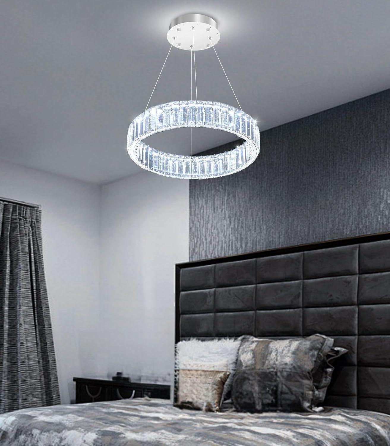 Lustra LED Cristal REGAL Chrome 1 Segment 40cm Echivalent 200W Telecomanda