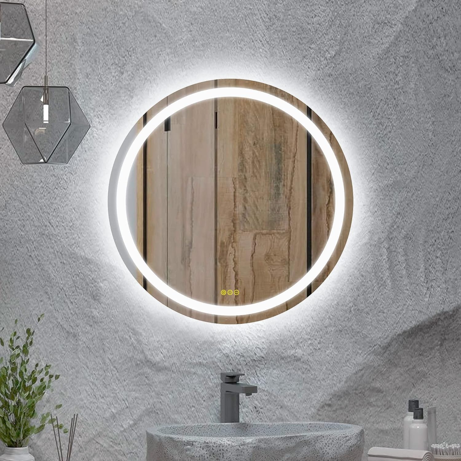Oglinda Led Rotunda 70Cm Functie Dezaburire Si Touch Doua Lumini J05-1 Mirror