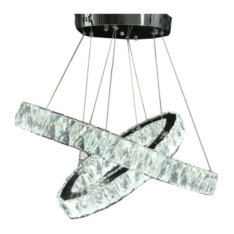 Lustra LED 120W Cristal 2 Segmente Ovale Telecomanda