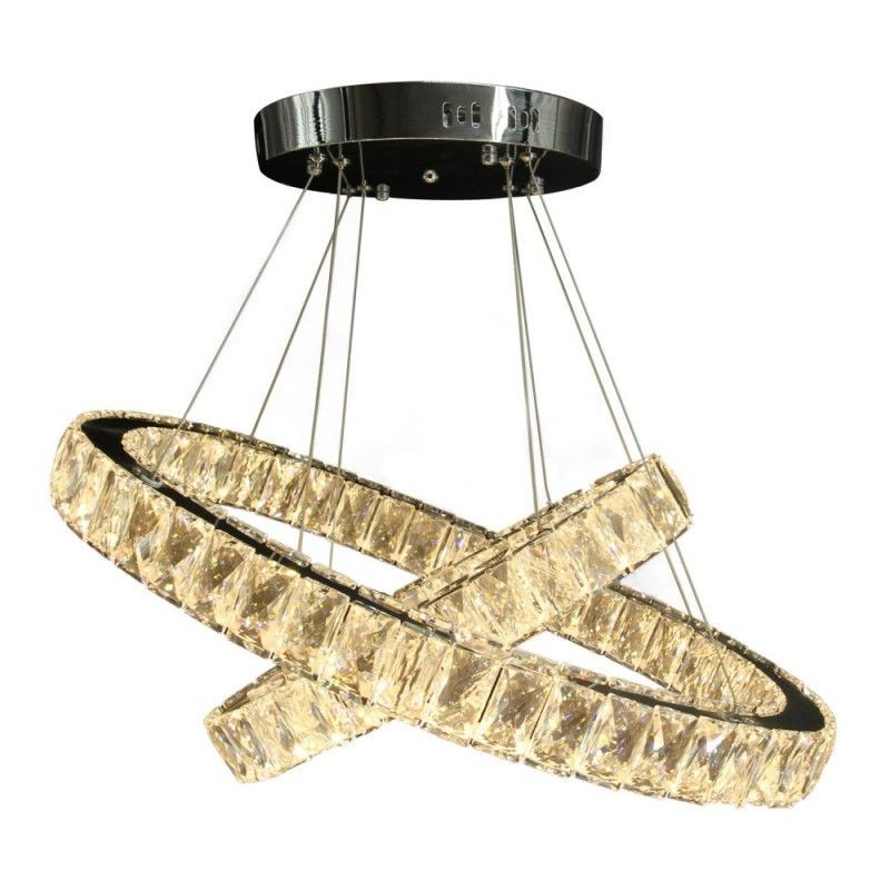 Lustra LED 120W Cristal 2 Segmente Ovale Telecomanda