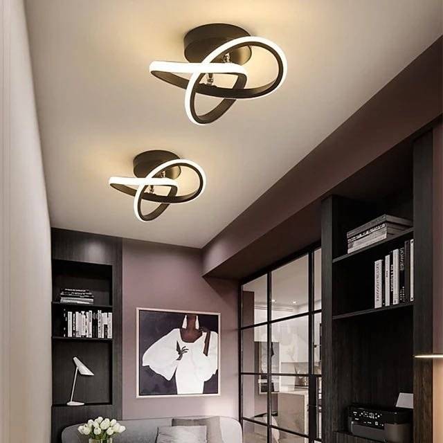 Lustra LED 48W TWO RINGS Black Echivalent 200W