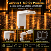 Conector L Inferior Premium White pentru Sina Magnetica Hyper