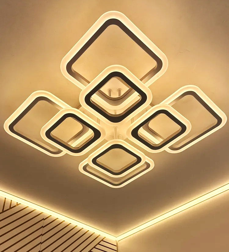 Lustra LED 4 + 4 SQUARE GIGANT Echivalent 1000W Telecomanda ALBA / SQUARE DESIGN Lighting Fixtures