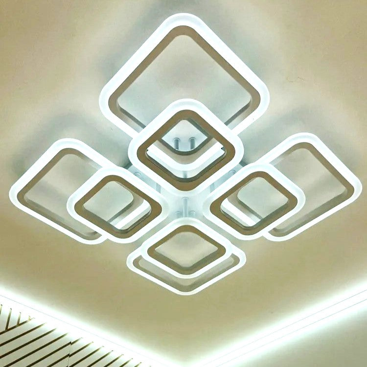 Lustra LED 4 + 4 SQUARE GIGANT Echivalent 1000W Telecomanda ALBA / SQUARE DESIGN Lighting Fixtures