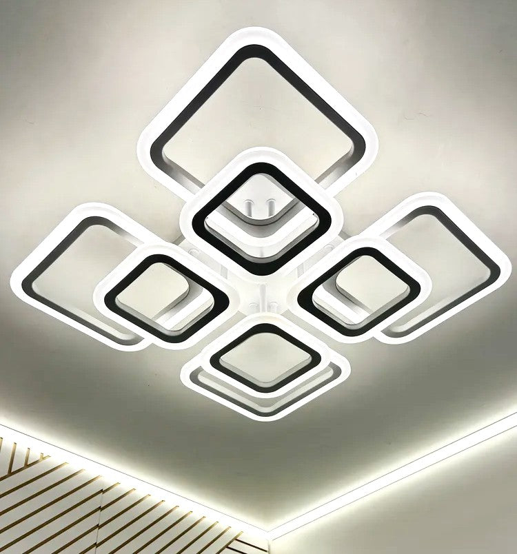 Lustra LED 4+4 SQUARE GIGANT Echivalent 1000W Telecomanda