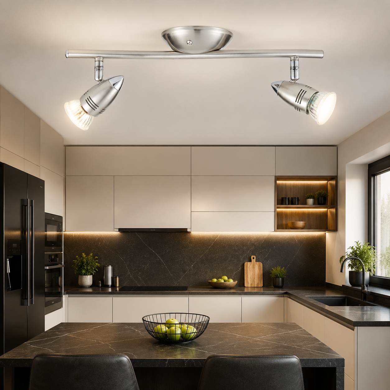 Lustra Magnum-Led Silver cu 2 Spoturi Reglabile