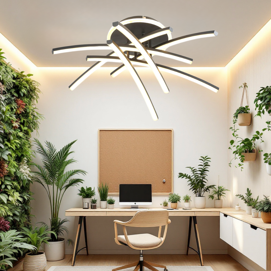 Lustra LED 114W Ophelia 6 Elemente Neagra Echivalent 600W Telecomanda