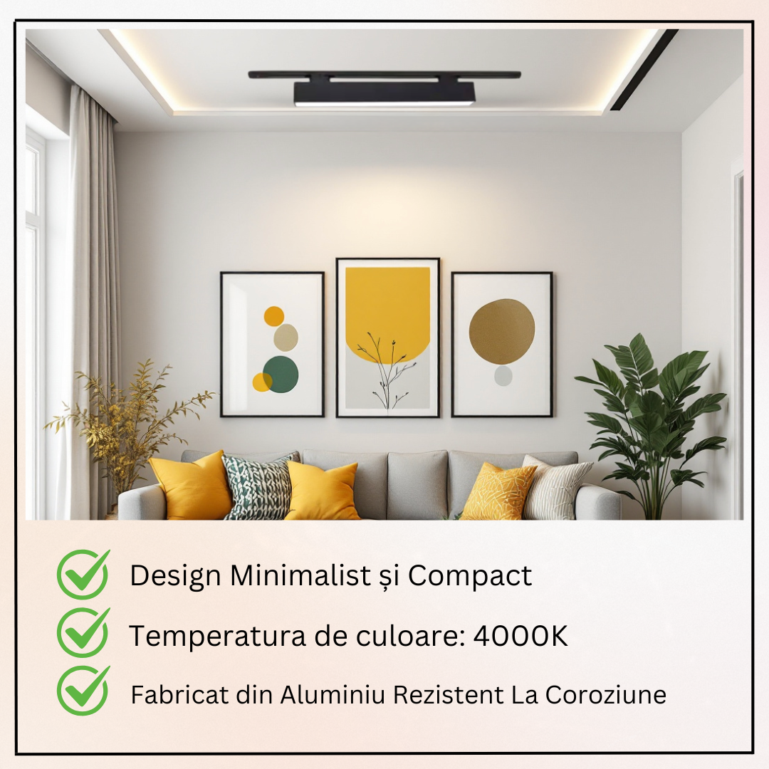 Spot LED Sina Magazin Liniar MAT 25W 60cm Negru