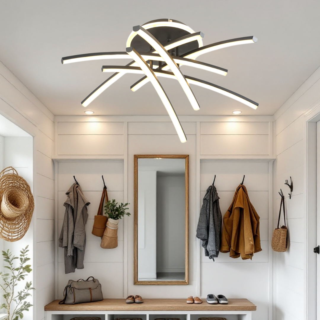 Lustra LED 114W Ophelia 6 Elemente Neagra Echivalent 600W Telecomanda