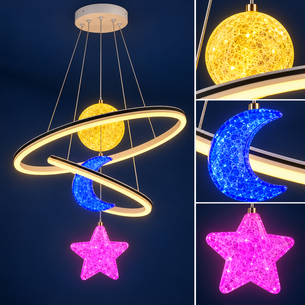 Lustra LED KIDS-WORLD RGB Echivalent 500W Telecomanda