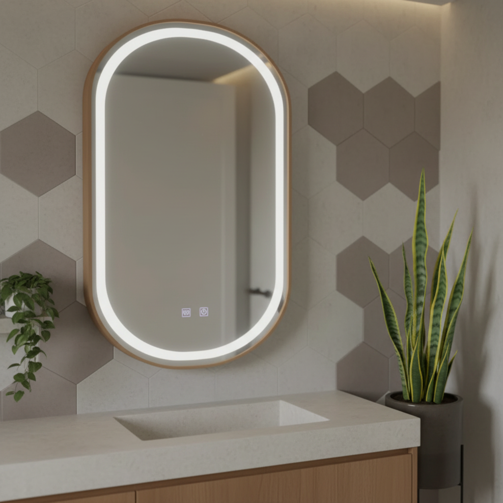 Oglinda LED Ovala, 3 Lumini LUCA 50x80cm Functie Dezaburire si Touch