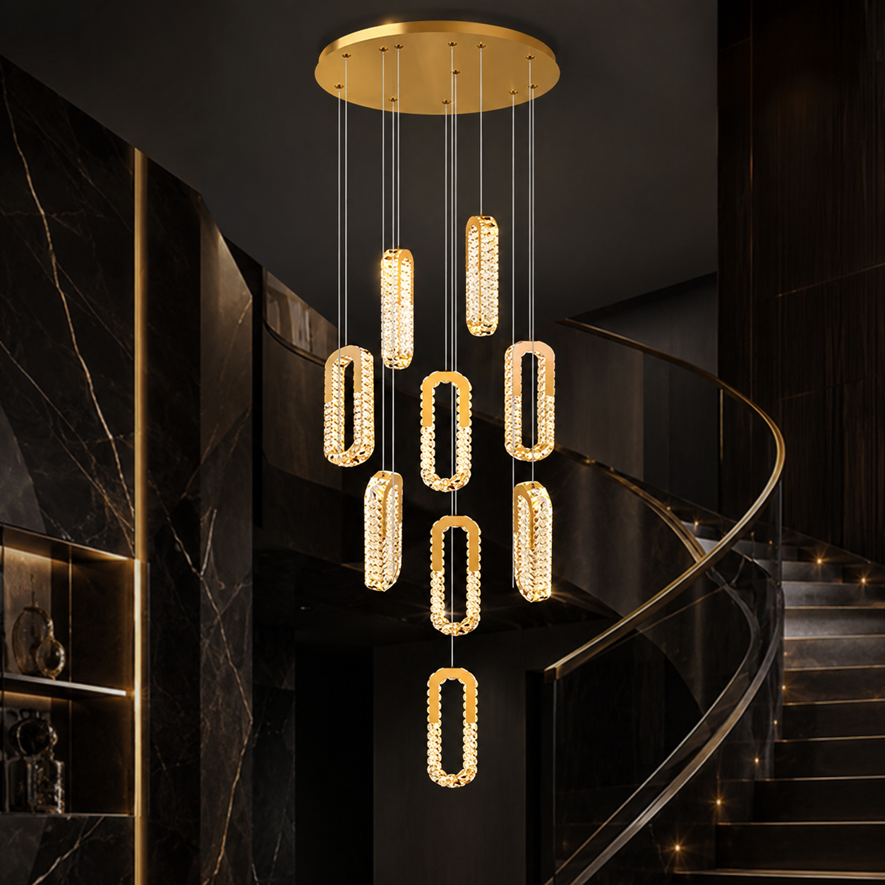 Lustra LED Suspendata FIORI Gold Premium Echivalent 1000W Telecomanda