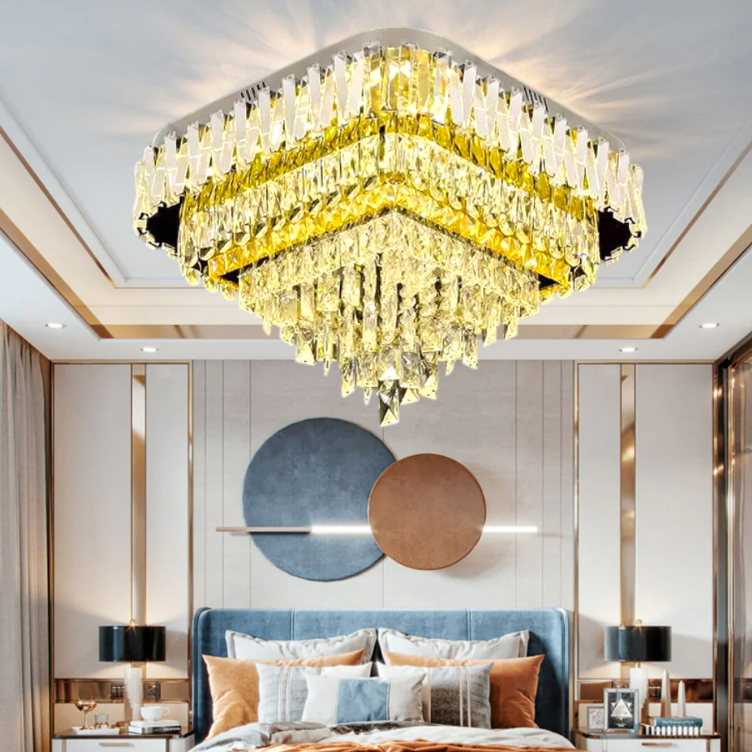 Lustra LED Cristal Aplicata Grand GLAMOUR Square Telecomanda